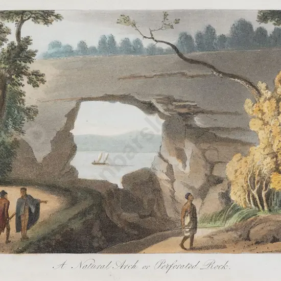 Hand Coloured Aquatint Bookplate - A Natural Arch or Perforated Rock