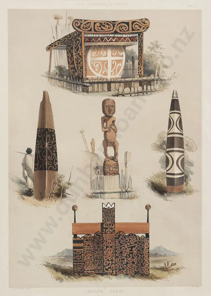 After Charles Heaphy - Native Tombs Image 1++
