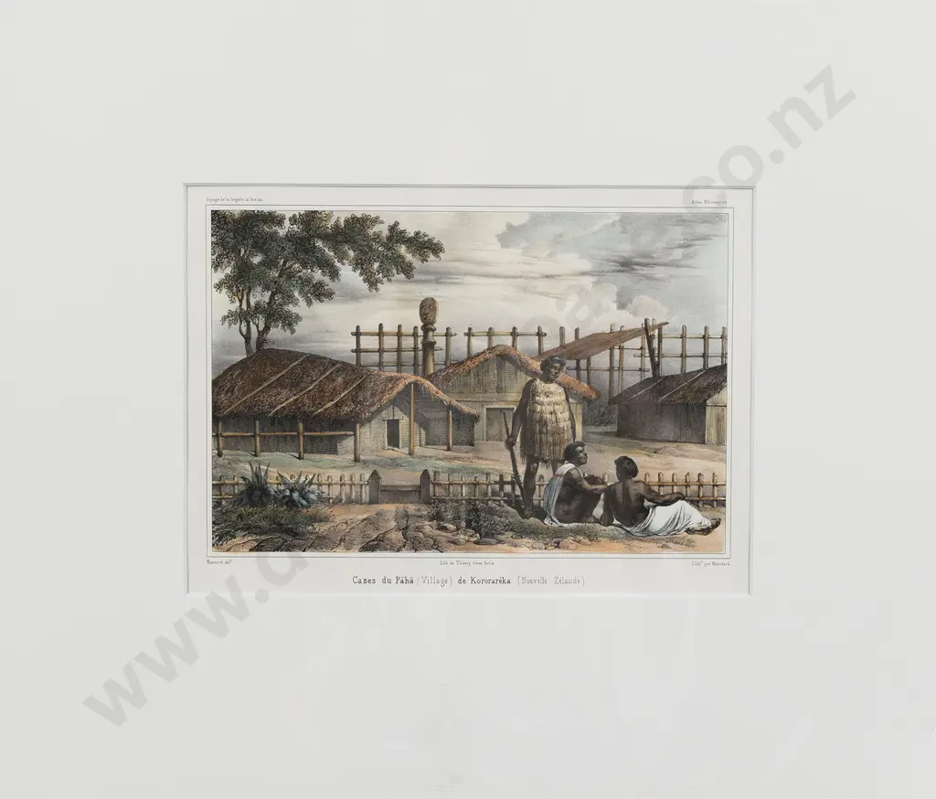 After Mesnard, Cases du Paha (Village) de Kororareka (Nouvelle Zelande), 1841 Image 1++