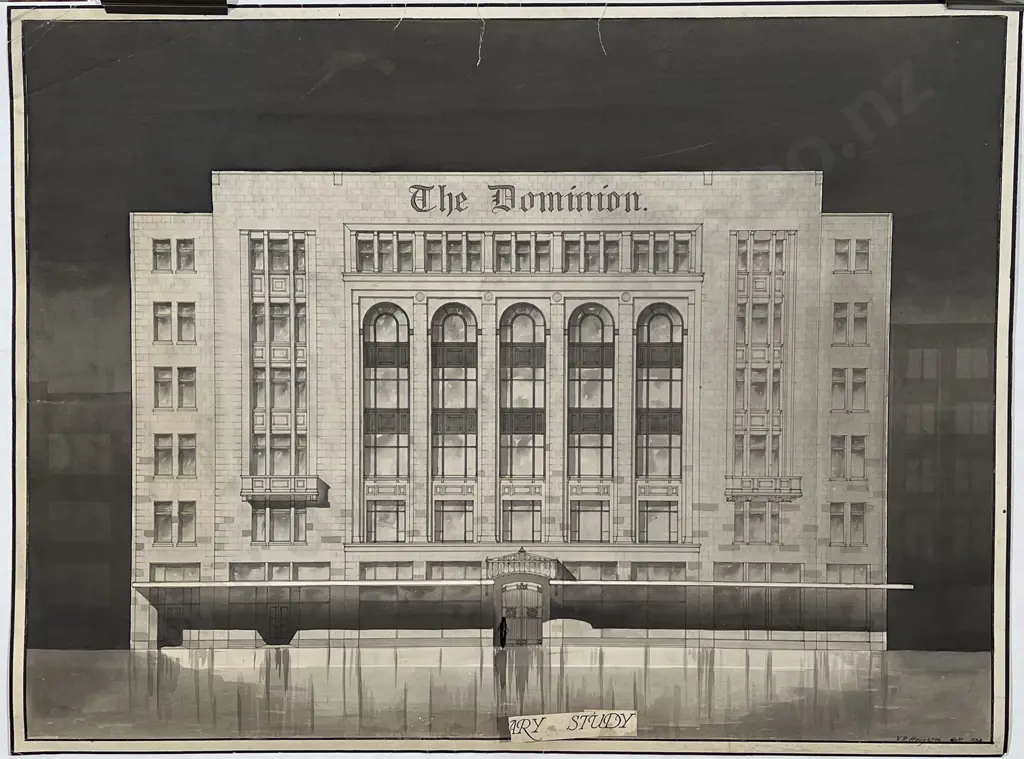 V P Haughton - The Dominion Original Architects Preliminary Watercolour Study 1924 Image 1++