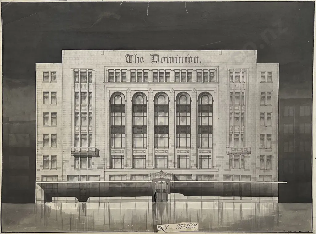 V P Haughton - The Dominion Original Architects Preliminary Watercolour Study 1924 Image 1++