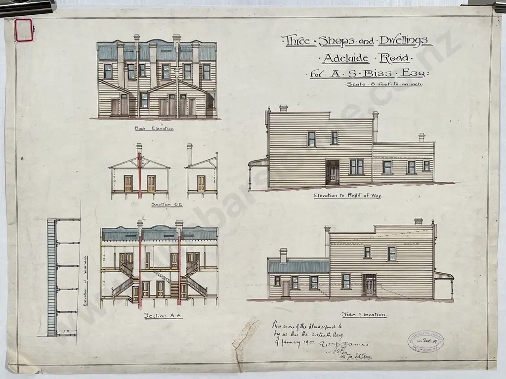 3 Circa 1897-1900 Architects Drawings For Shops & Dwelling in Newtown Wellington Image 1++