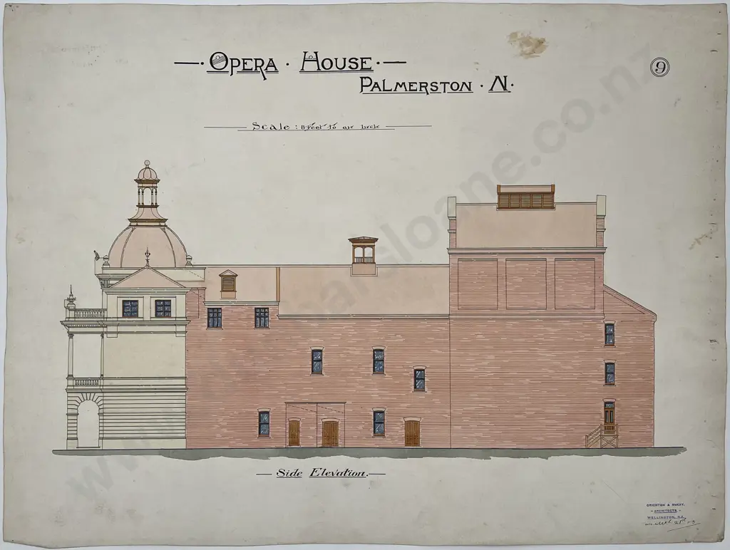Set Of 9 (of 10) 1903 Architects Drawings For The Opera House Palmerston North Image 1++