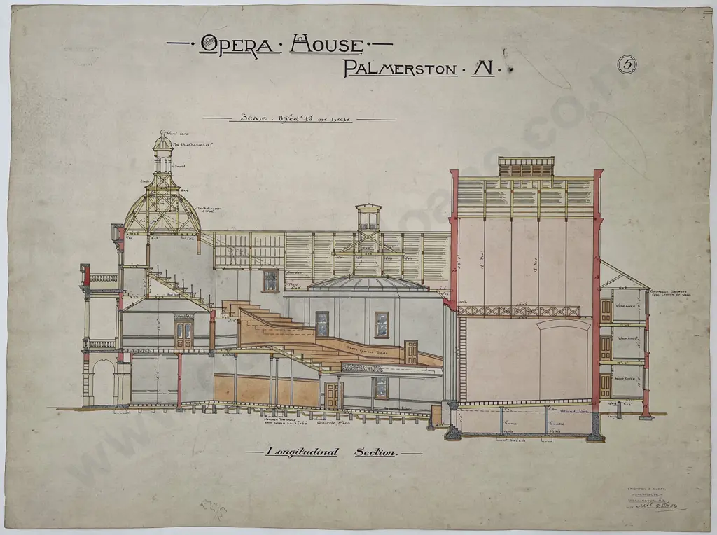 Set Of 9 (of 10) 1903 Architects Drawings For The Opera House Palmerston North Image 1++