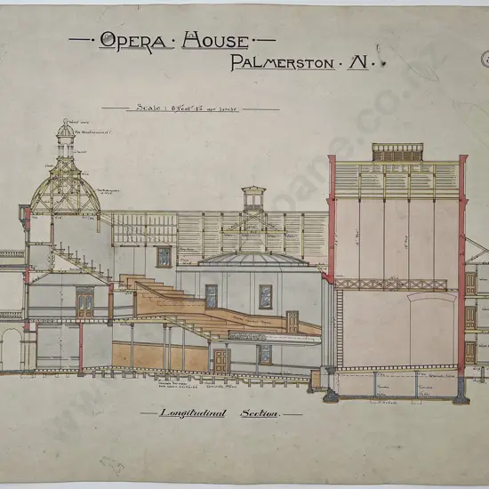 Set Of 9 (of 10) 1903 Architects Drawings For The Opera House Palmerston North