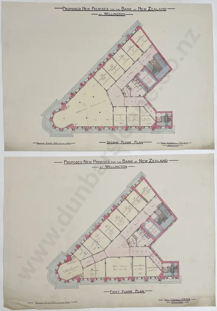 Set Of 9 Circa 1912 Architects Drawings for Proposed New Premises for the Bank of New Zealand at Wellington Image 1++