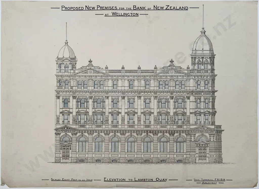 Set Of 9 Circa 1912 Architects Drawings for Proposed New Premises for the Bank of New Zealand at Wellington Image 1++