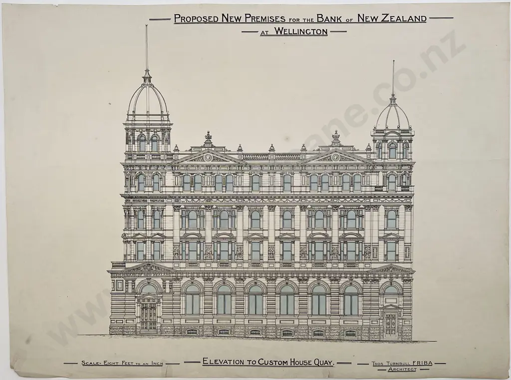 Set Of 9 Circa 1912 Architects Drawings for Proposed New Premises for the Bank of New Zealand at Wellington Image 1++