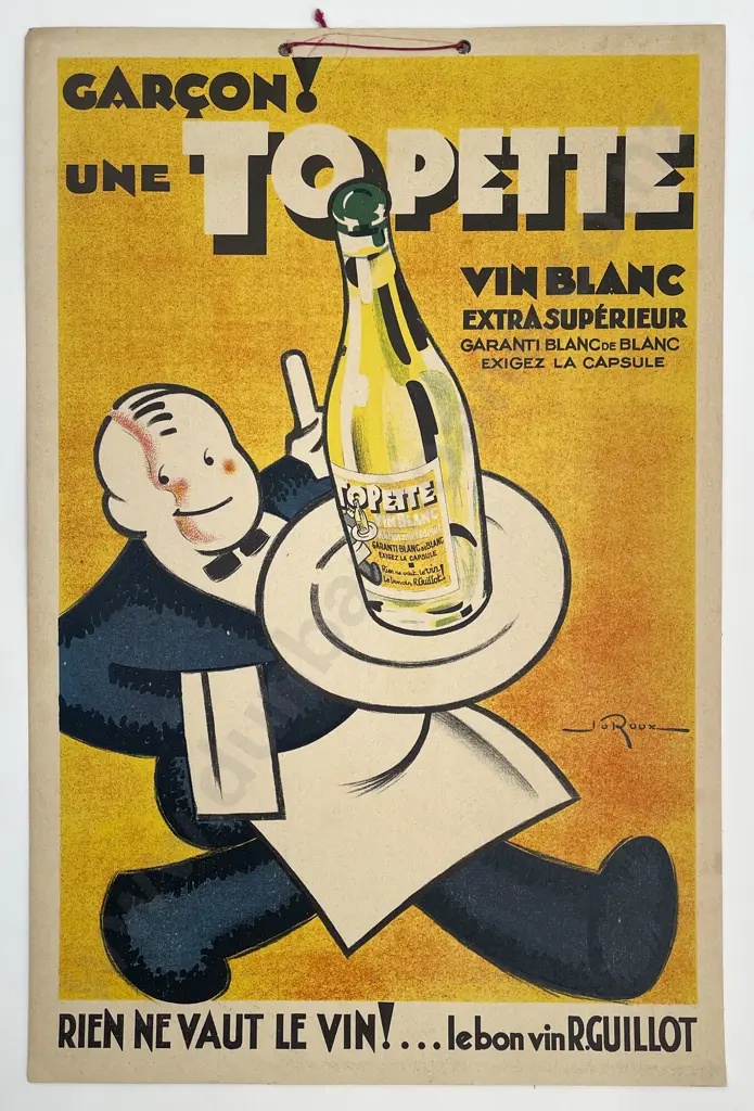 Vintage French Advertising Poster "Garcon Une Topette" Image 1++