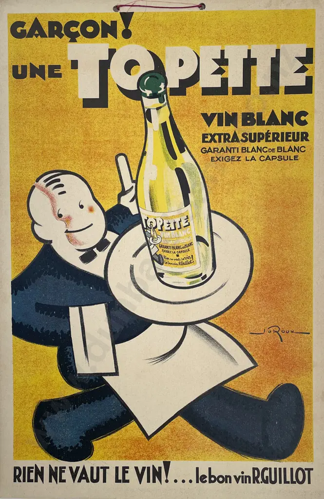 Vintage French Advertising Poster "Garcon Une Topette" Image 1++