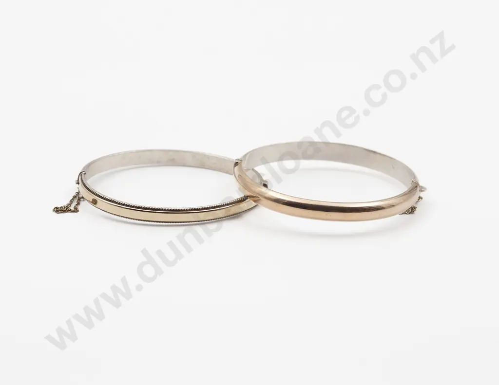 Two 9ct on Sterling Silver Hinged Snap Bangles Image 1++