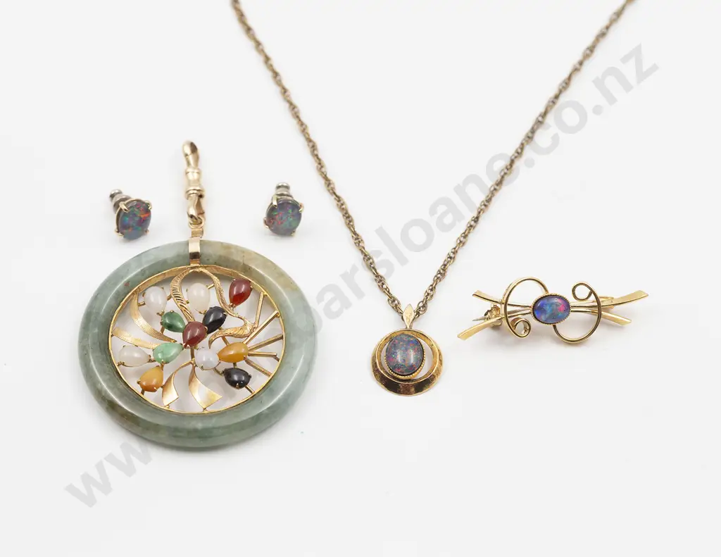 Gold Plate and Silver Opal Triplex Brooch Image 1++