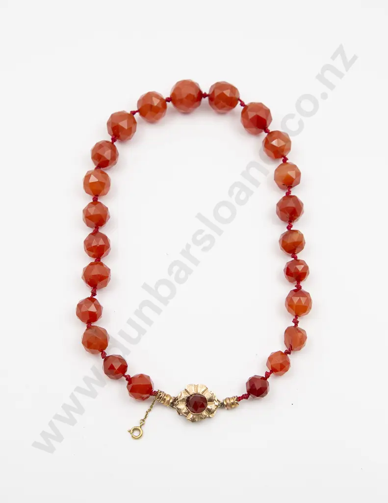 Victorian Single Strand Graduated Carnelian Bead Necklace Image 1++