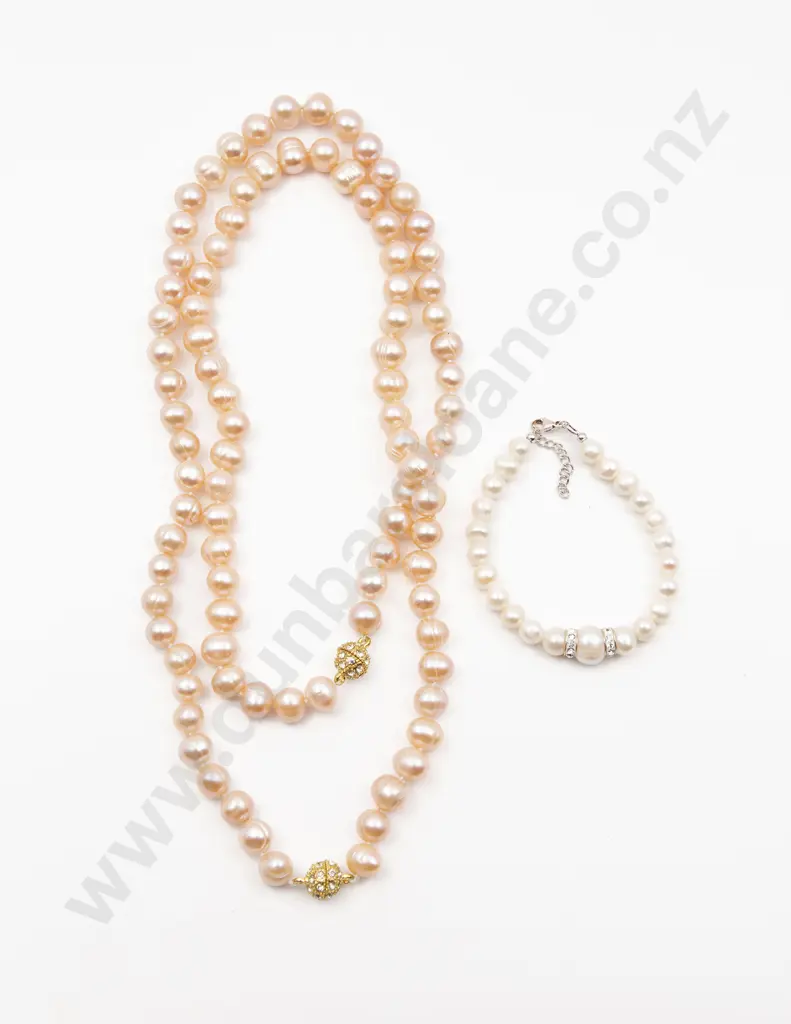 Two Fresh Water Pink Pearl Necklaces Image 1++