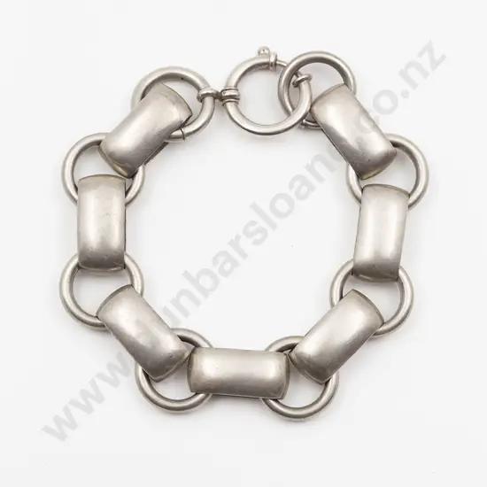 S/S Wide Rail and Ring Link Bracelet