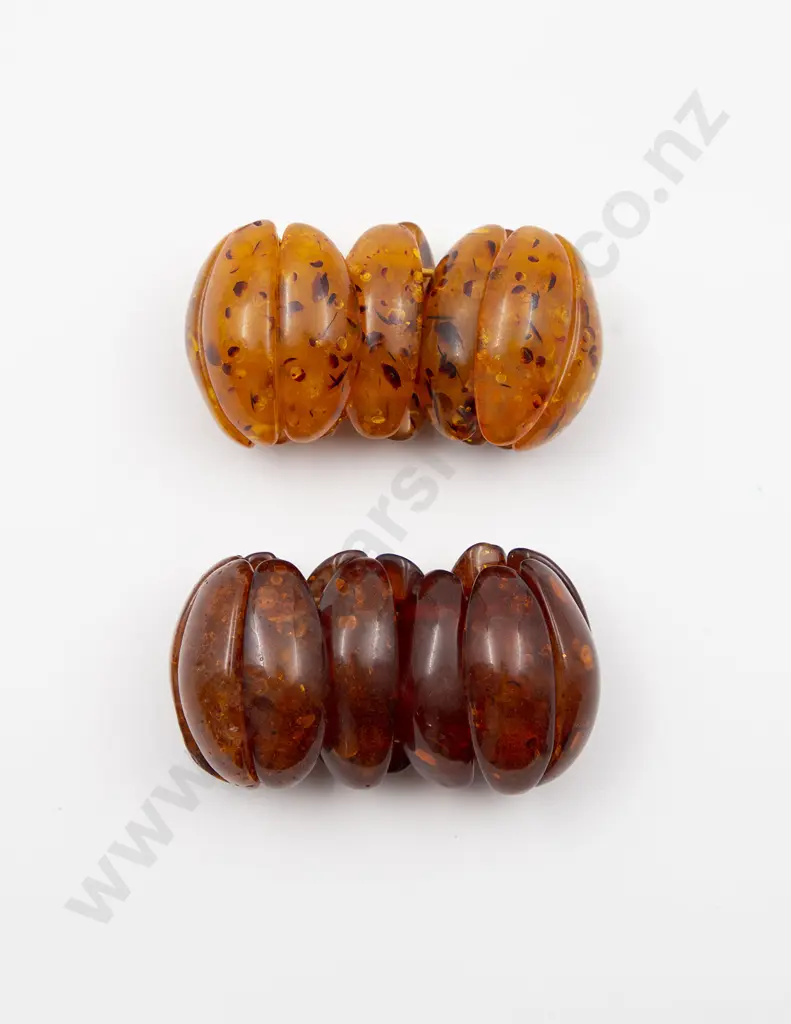 Two Vintage Amber Plastic Bangles Image 1++