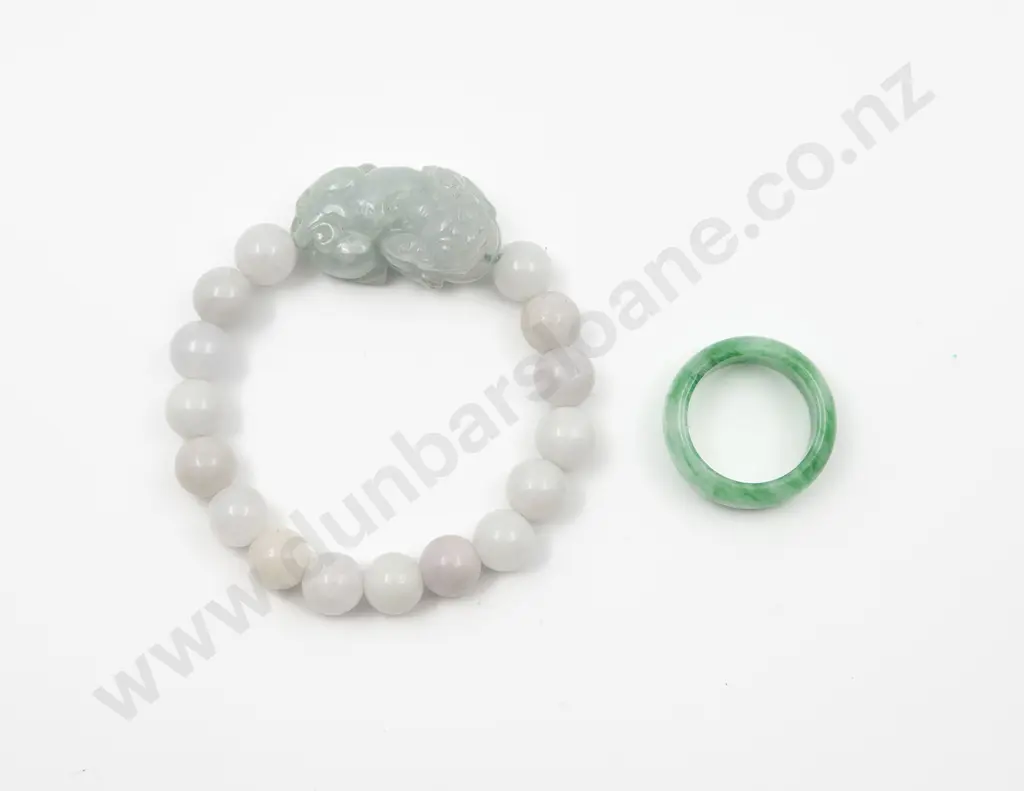 Chinese White Jade Bead Expanding Bracelet Image 1++