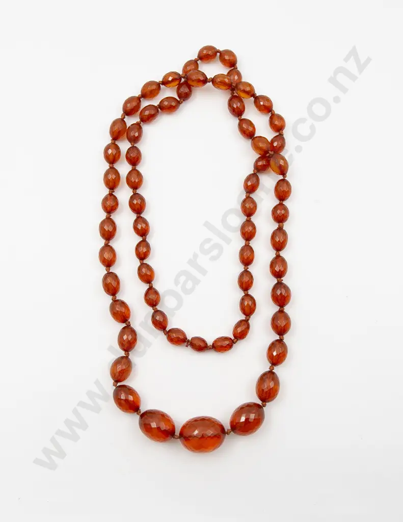 Victorian Single Strand Graduated Amber Bead Necklace Image 1++
