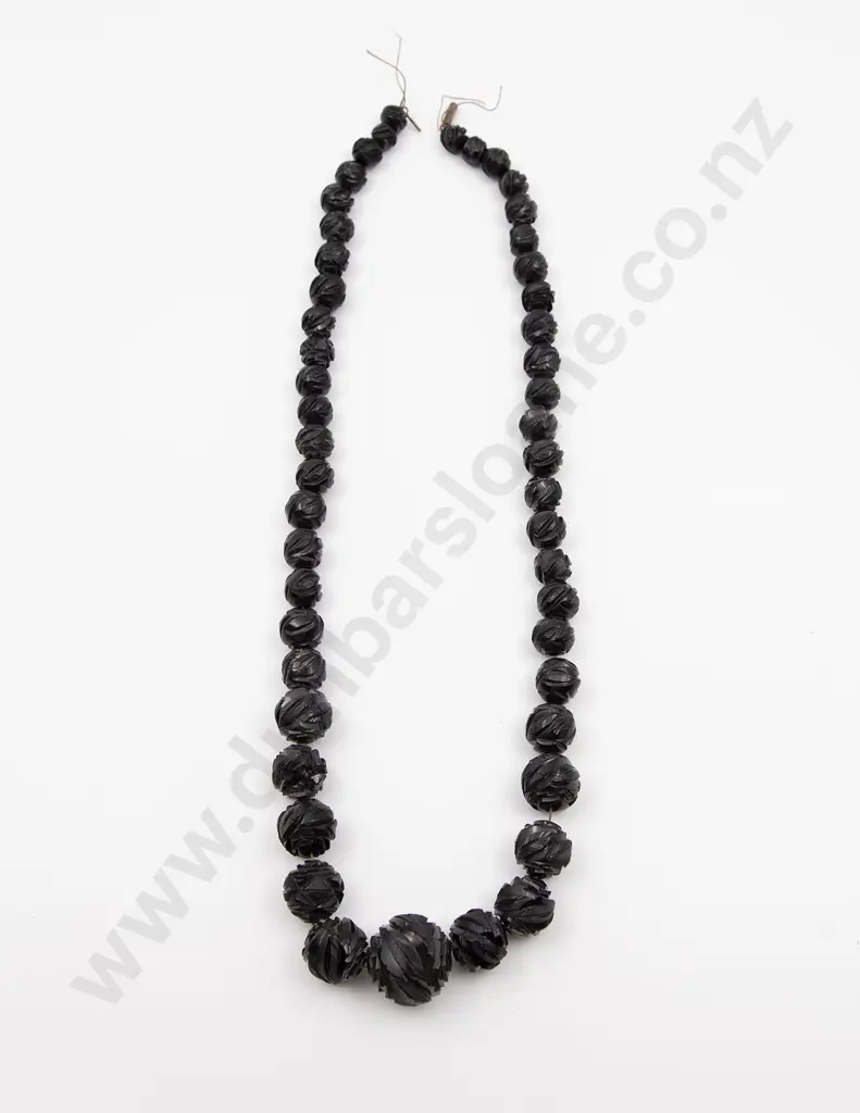 Victorian Single Strand Graduated Carved Bead Necklace Image 1++