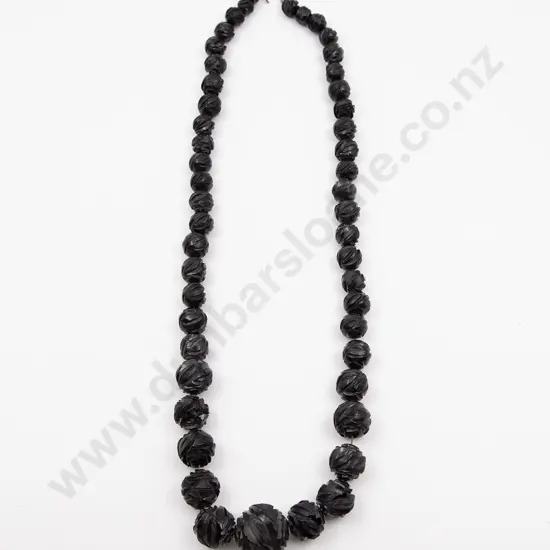 Victorian Single Strand Graduated Carved Bead Necklace