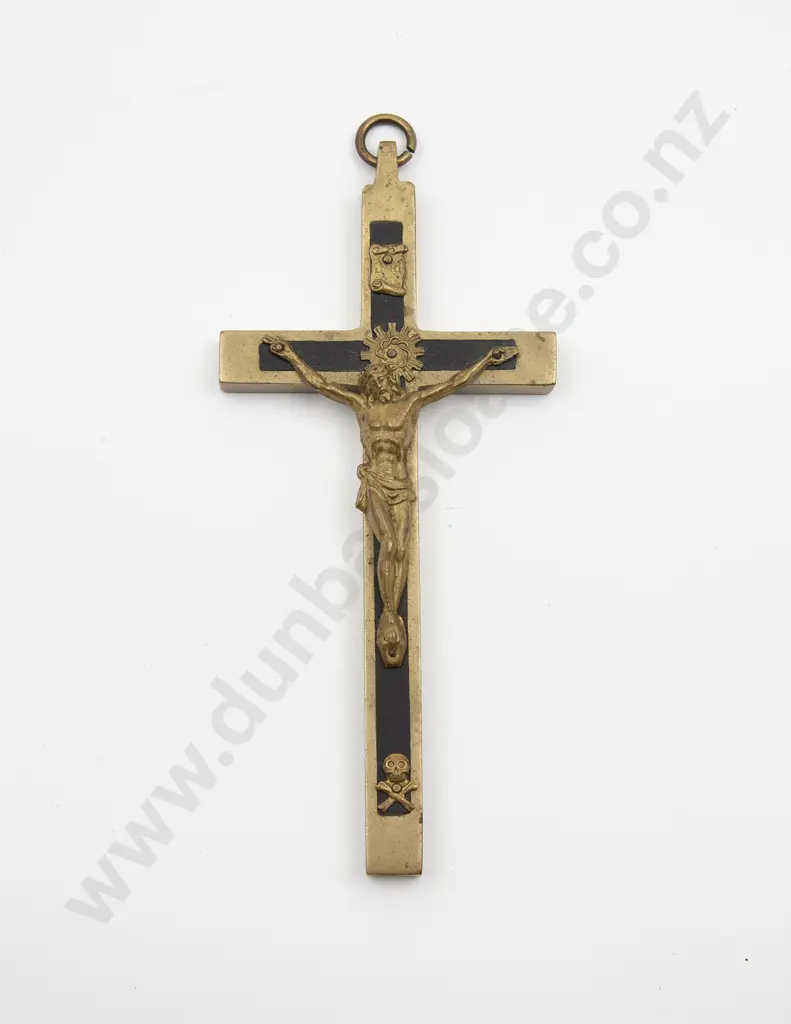 Vintage Brass and Ebony Crucifix Image 1++