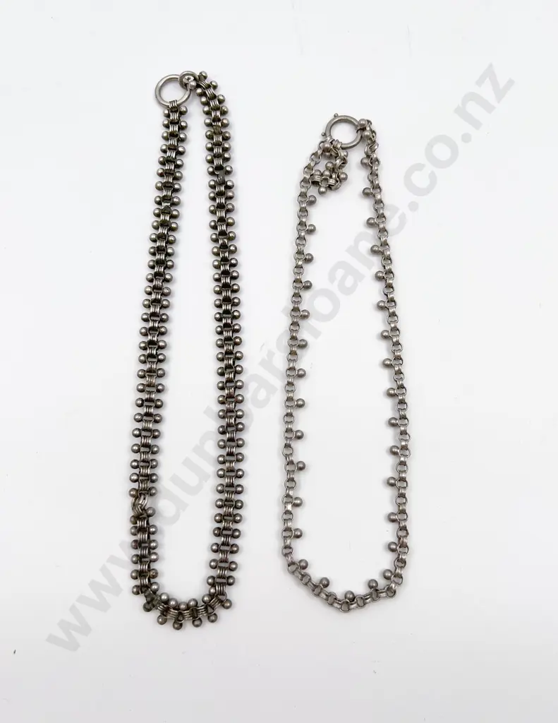 Two Victorian S/S Mixed Link Locket Collars Image 1++