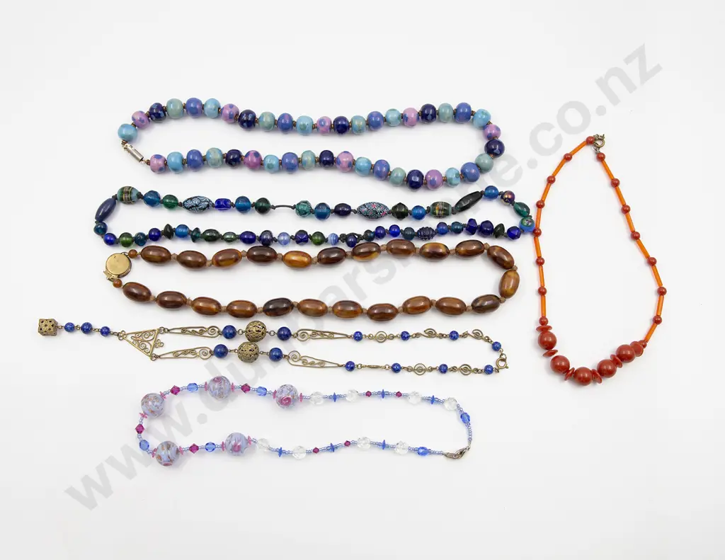 Six Various Vintage and Modern Bead Necklaces Image 1++