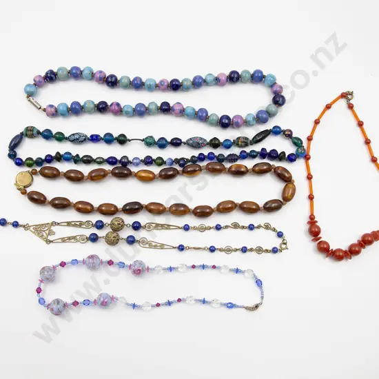 Six Various Vintage and Modern Bead Necklaces