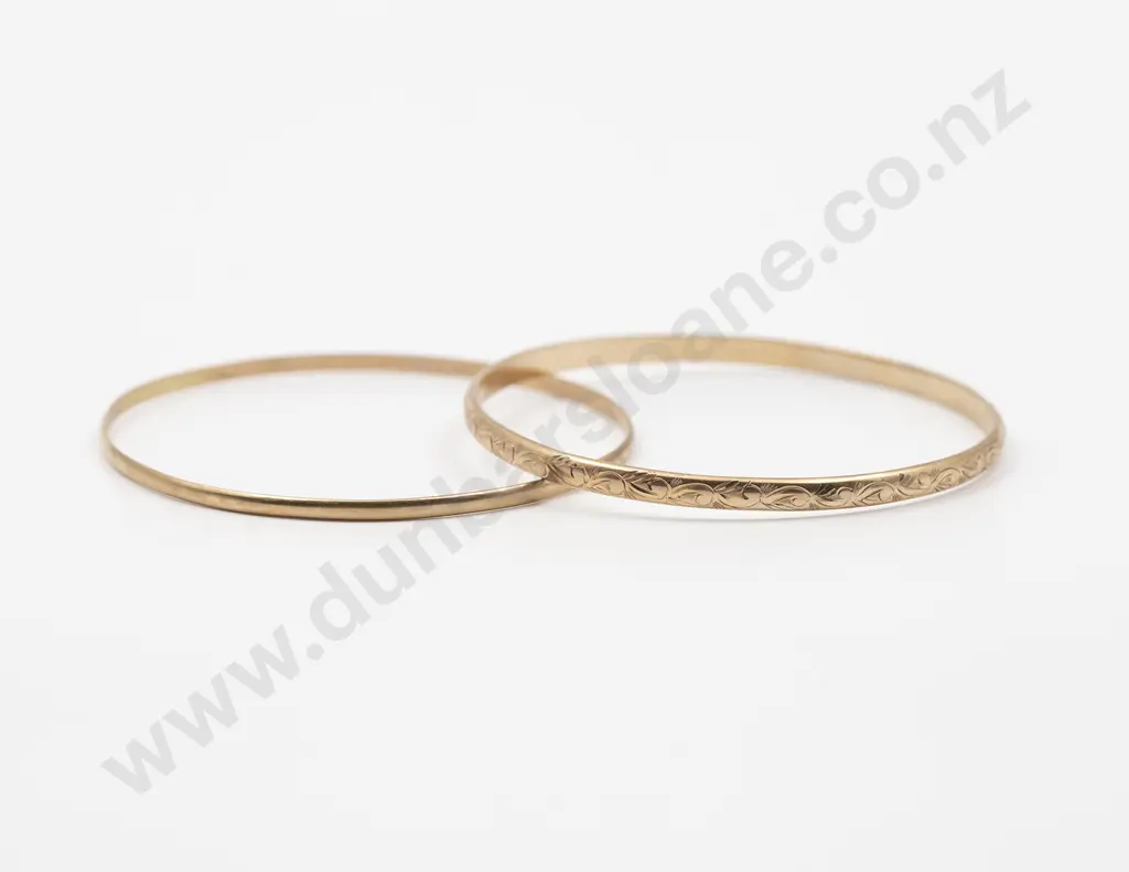 Two 9ct Plain Bangles Image 1++