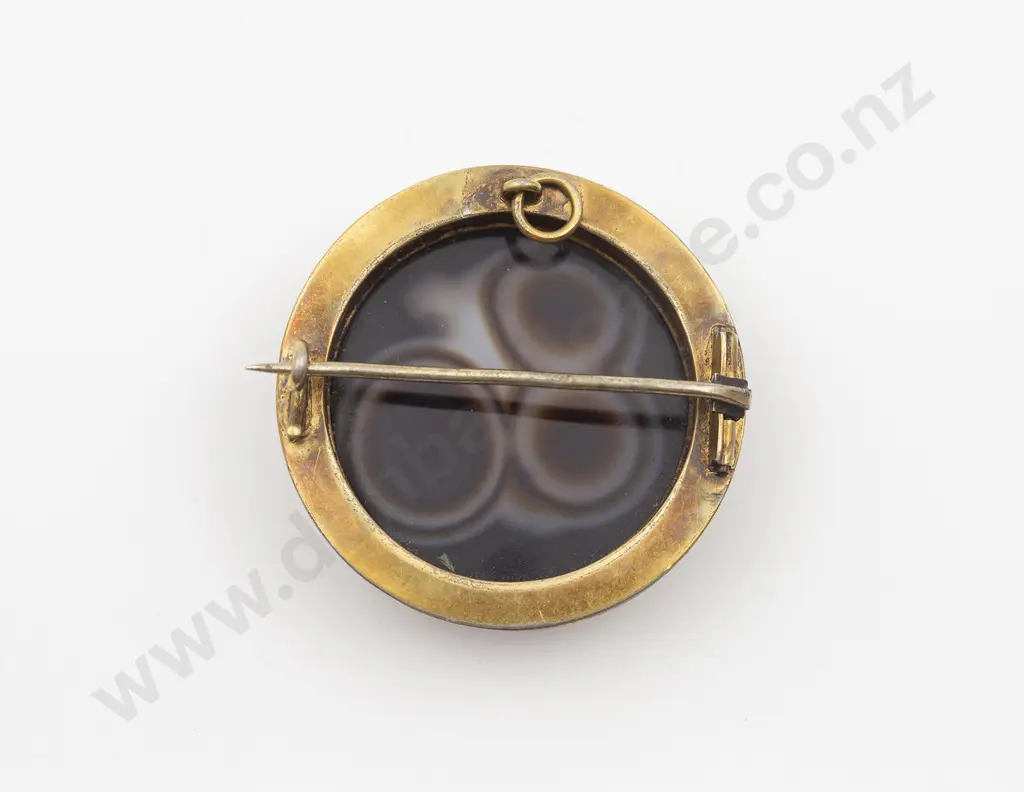 Victorian Striated Agate Target Brooch Image 1++