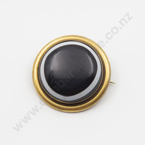 Victorian Striated Agate Target Brooch