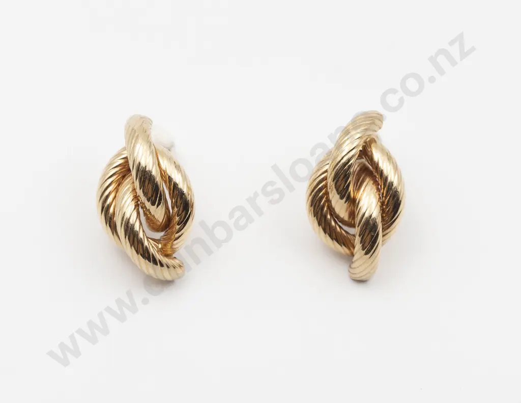 Pair 9ct Fancy Twist Scroll Earrings Image 1++
