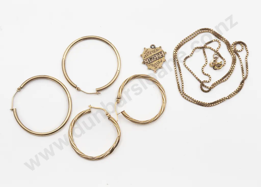 Two Pair 9ct Hoop Earrings Image 1++