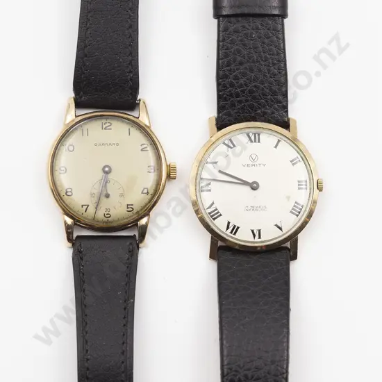 9ct Garrard Gents Manual Wind Wrist Watch and other