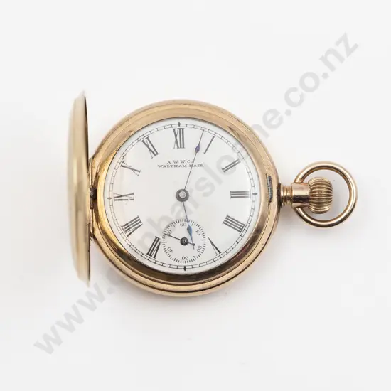Waltham Gold Plated Hunter Cased Lever Wind Small Pocket Watch