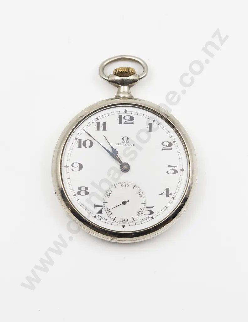 Omega Chrome Plated Open Face Lever Wind Pocket Watch Image 1++