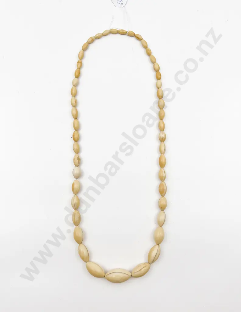 Victorian Single Strand Graduated Ivory Lozenge Bead Necklace Image 1++