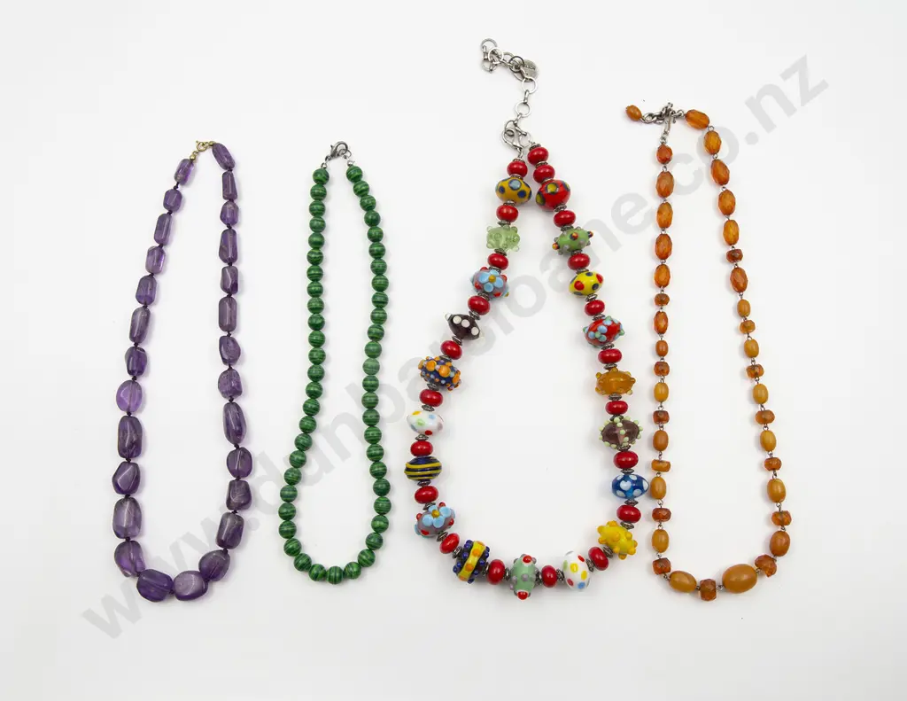 Four Bead Necklaces of malachite Image 1++