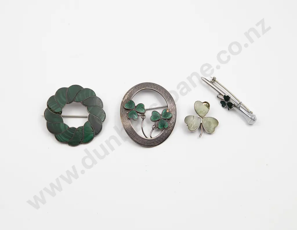Four Irish Shamrock Brooches Image 1++