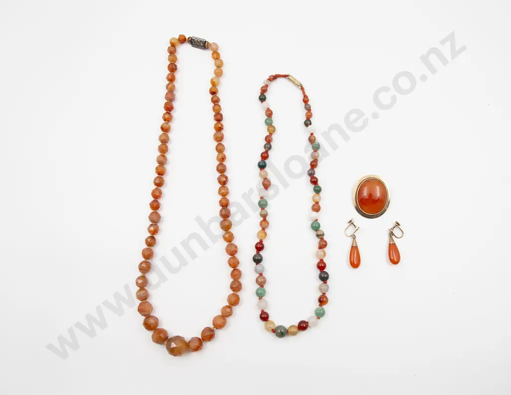 Victorian Single Strand Graduated Carnelian Bead Necklace Image 1++