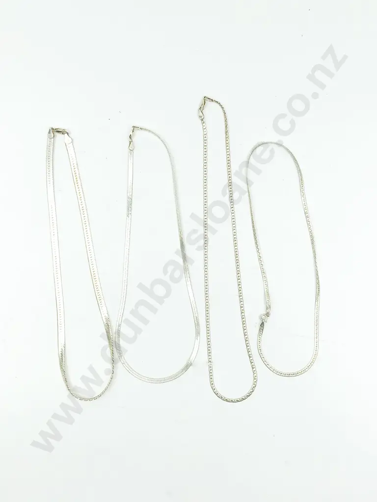 As New Four Silver Neck Chains Image 1++
