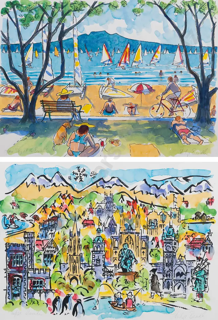Philip Beadle (b1959) - Day at the Beach and Dunedin Image 1++