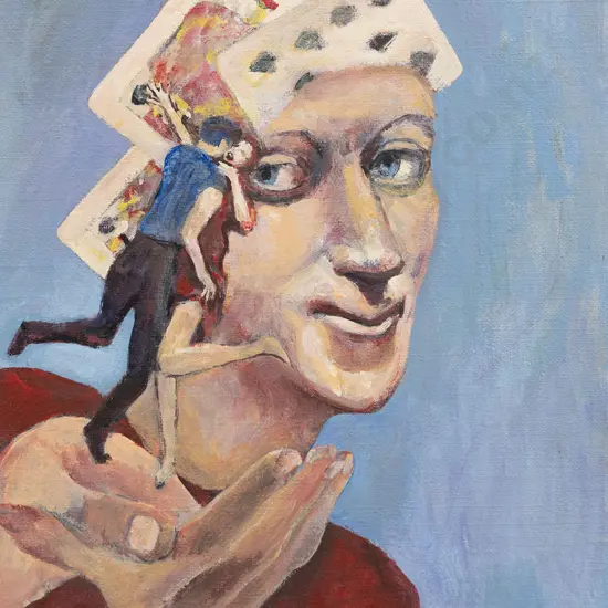 Ian Kingston (b 1942) - Dancing Card Game