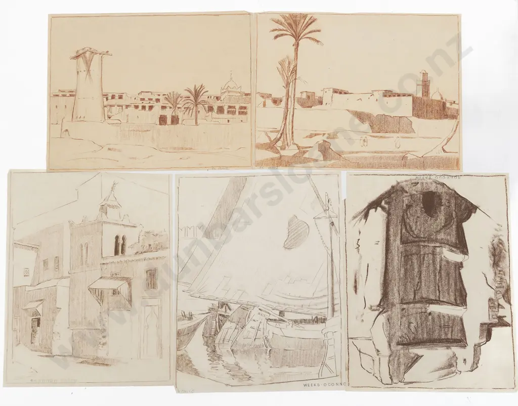 John Weeks (1888-1965) - Thirteen Various Architectural Studies Image 1++