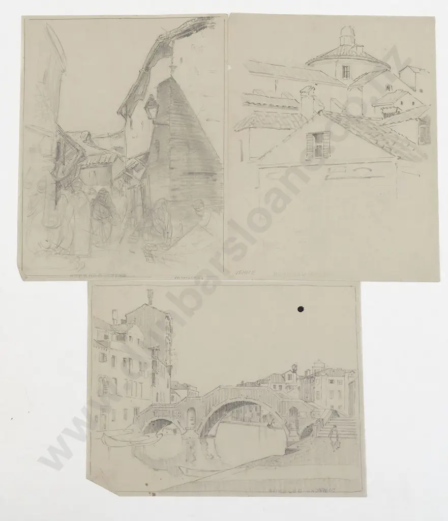 John Weeks (1888-1965) - Thirteen Various Architectural Studies Image 1++