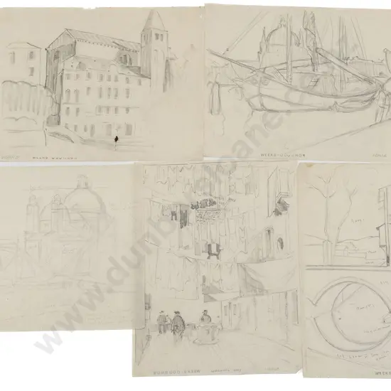 John Weeks (1888-1965) - Eleven Various Architectural Studies