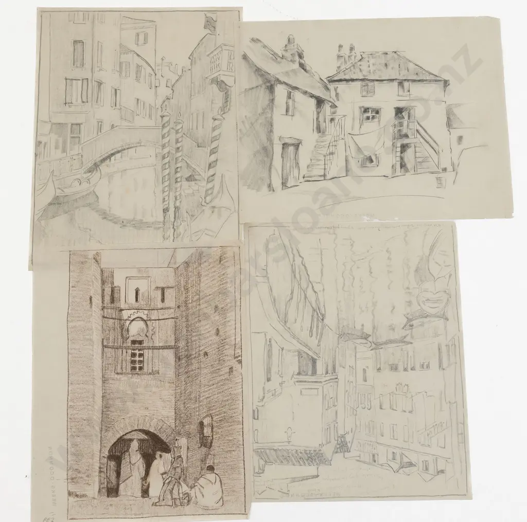 John Weeks (1888-1965) - Thirteen Various Architectural Studies Image 1++