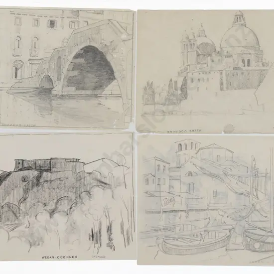 John Weeks (1888-1965) - Thirteen Various Architectural Studies