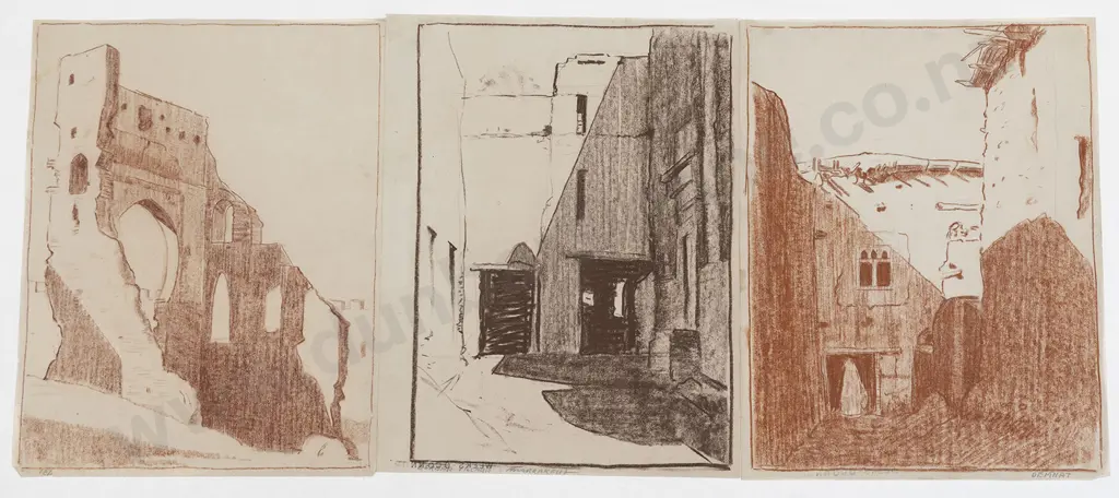 John Weeks (1888-1965) - Thirteen Various Architectural Studies Image 1++