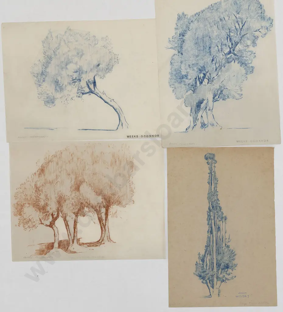 John Weeks (1888-1965) - Ten Sketchbook Studies of Trees Image 1++